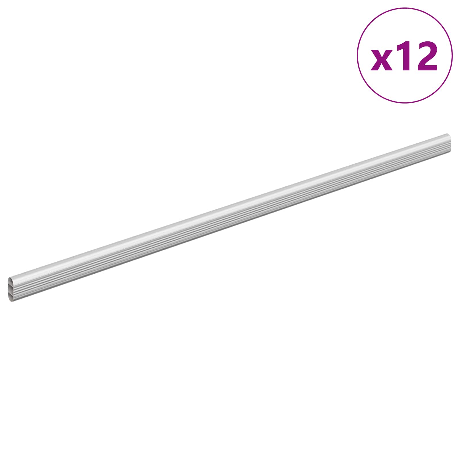 Asta per armadio Vidaxxl 12 pezzi argento 764 x 15 x 29 mm in lega di alluminio