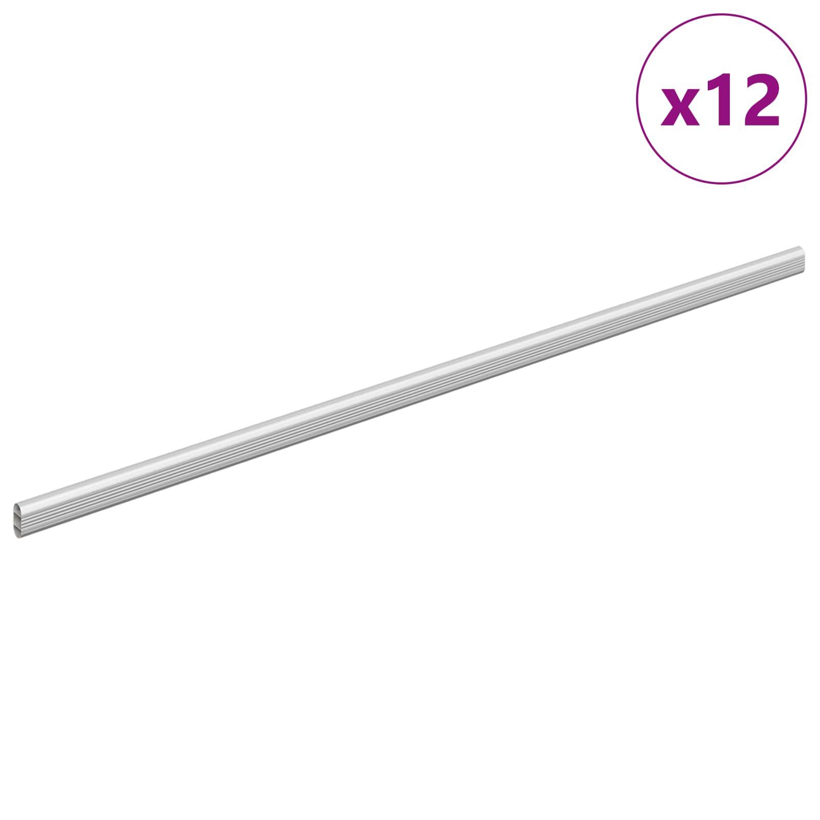 Asta per armadio Vidaxxl 12 pezzi argento 764 x 15 x 29 mm in lega di alluminio