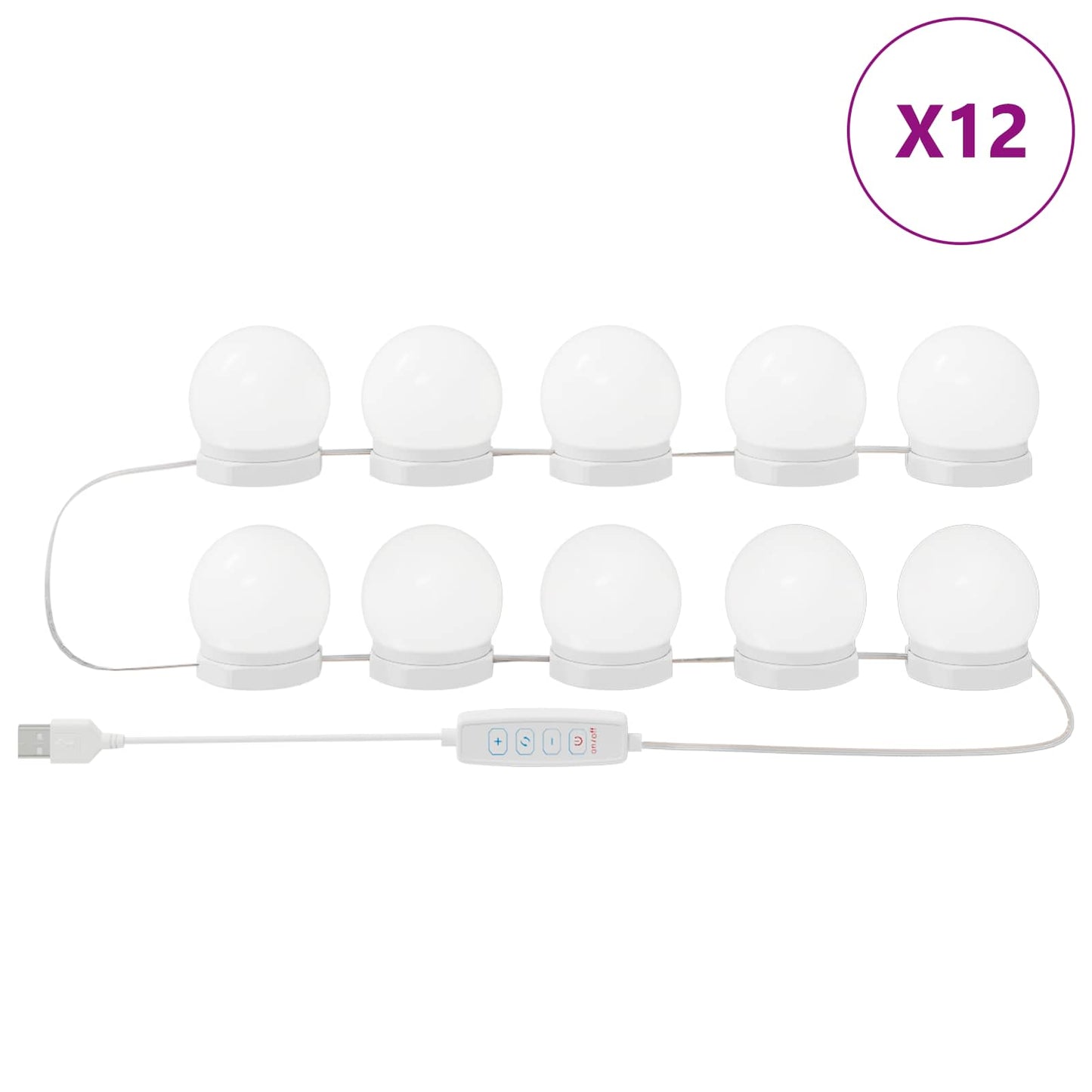 Luci per specchio VidaXL 12 pezzi bianche 4,5 x 4,5 x 4,8 cm in plastica