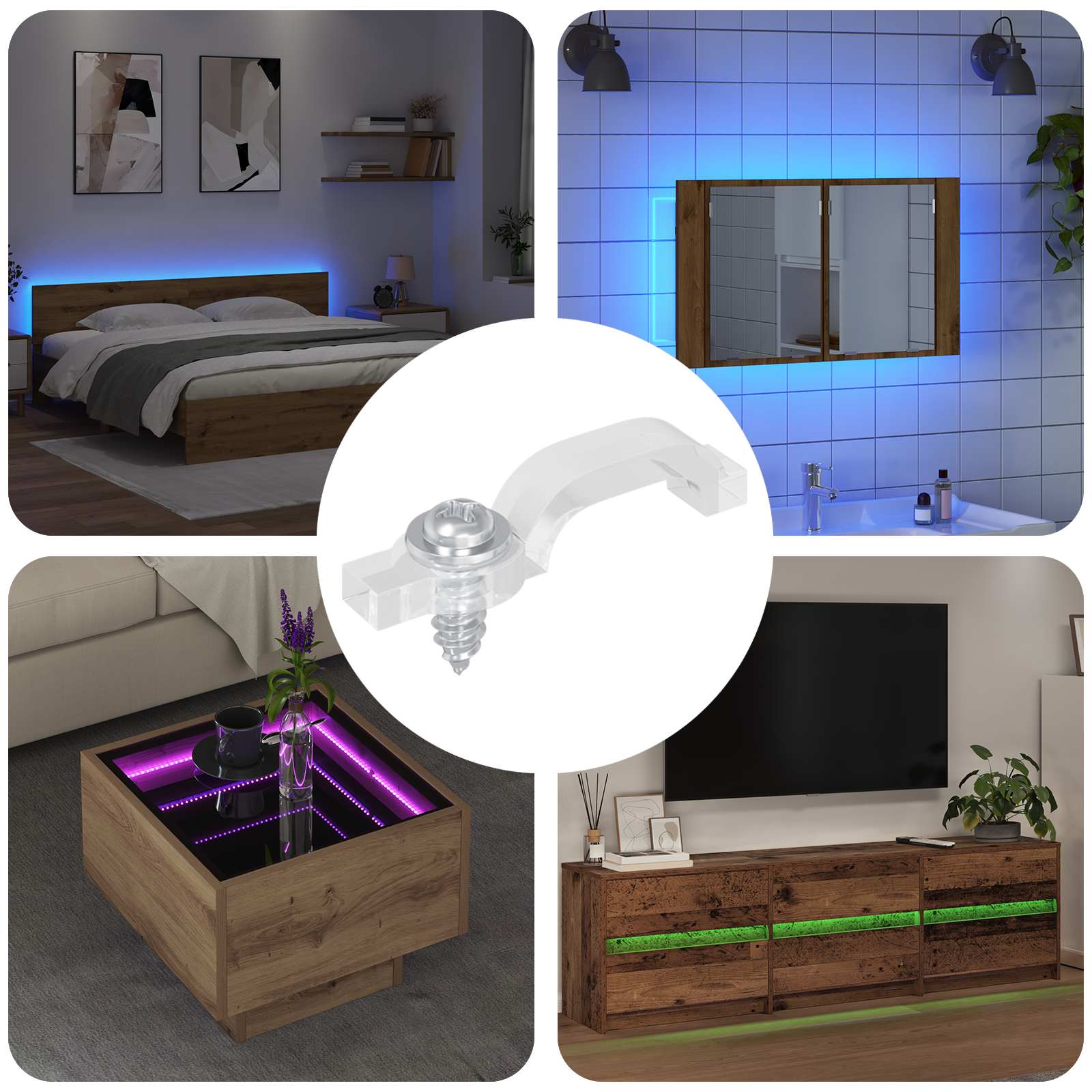Clip per strisce LED Vidaxxl 12 pezzi trasparenti 23,8 x 7,3 x 4,3 mm