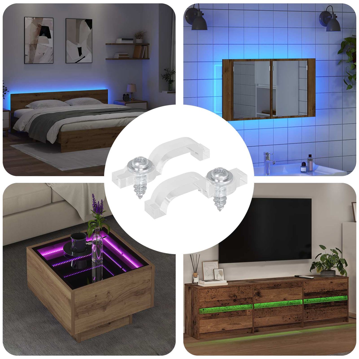 Clip per strisce LED Vidaxxl 2 pezzi trasparenti 23,8 x 7,3 x 4,3 mm