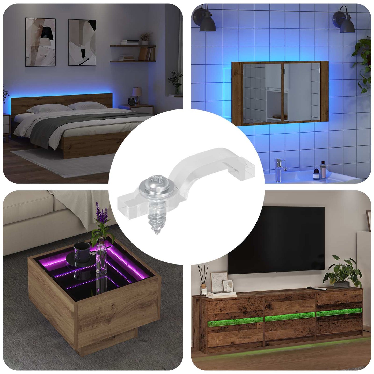 Clip per strisce LED Vidaxxl 12 pezzi trasparenti 23,8 x 7,3 x 4,3 mm