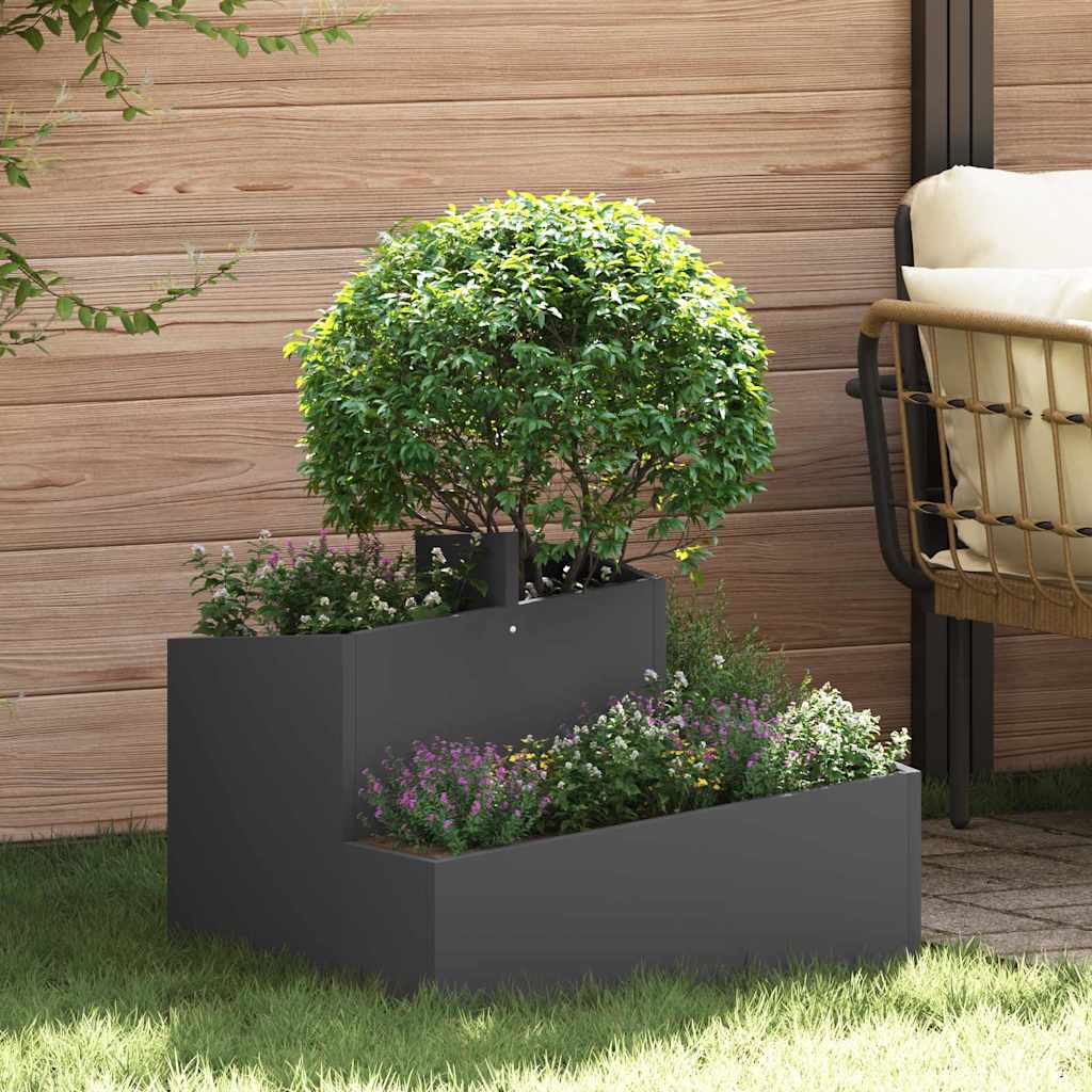 Vidaxl macetero de jardín negro 60 x 60 x 50 cm acero laminado en frío