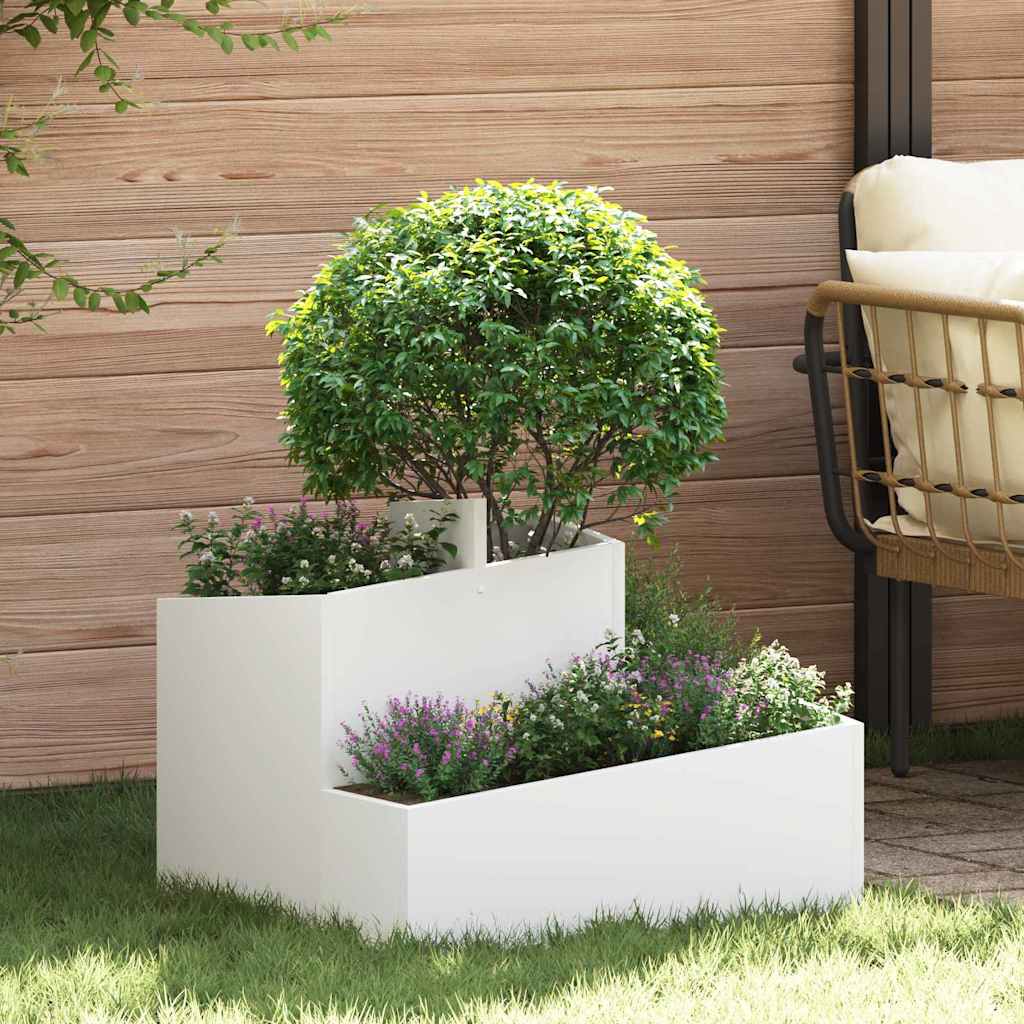 Vidaxl macetero de jardín blanco 60 x 60 x 50 cm acero laminado en frío
