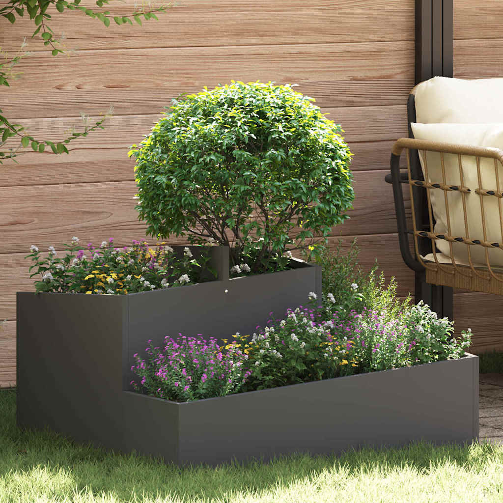 Vidaxl macetero de jardín negro 80 x 80 x 50 cm acero laminado en frío