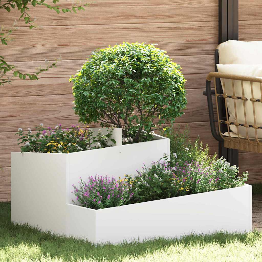 Vidaxl macetero de jardín blanco 80 x 80 x 50 cm acero laminado en frío