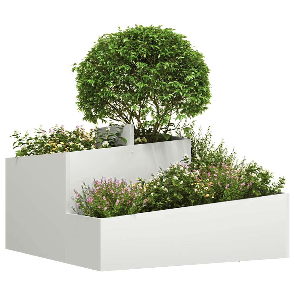 Vidaxl macetero de jardín blanco 80 x 80 x 50 cm acero laminado en frío