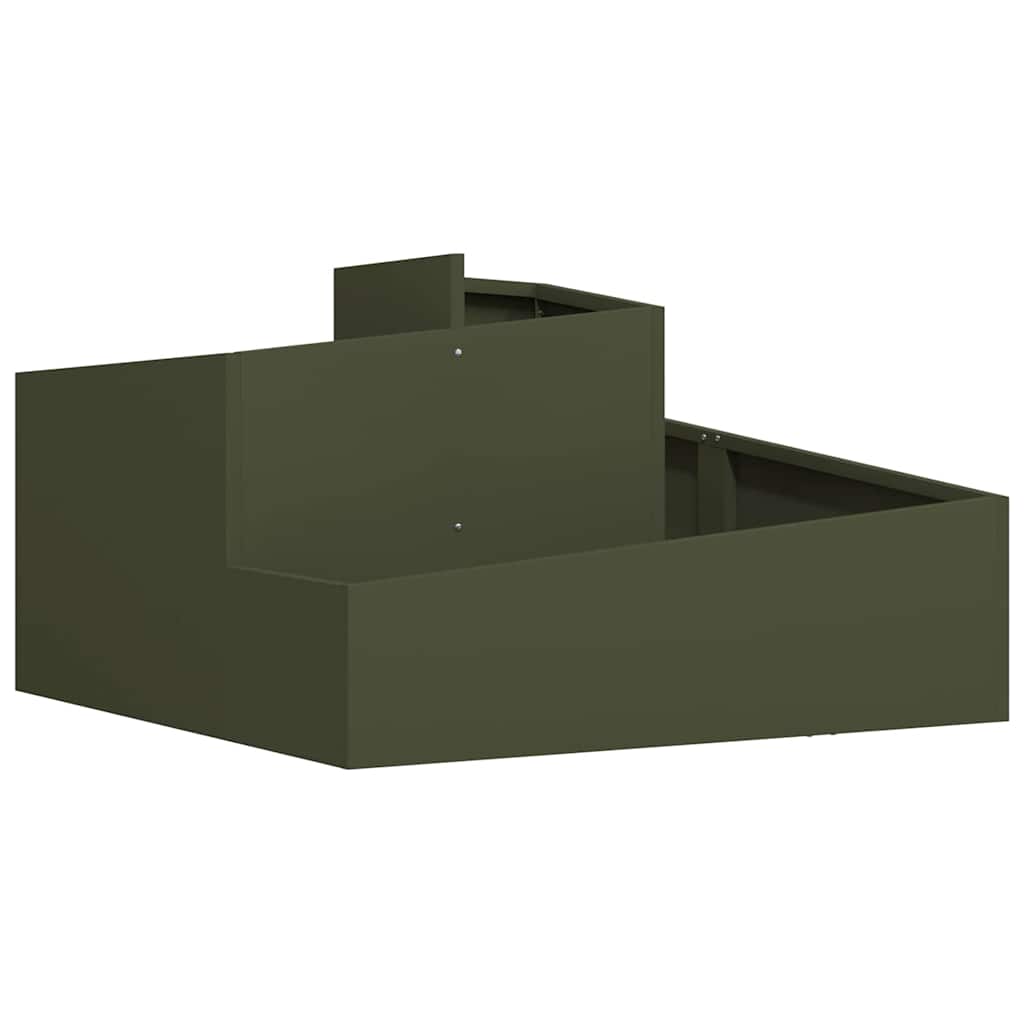 Vidaxl macetero de jardín verde oliva 80 x 80 x 50 cm acero laminado en frío