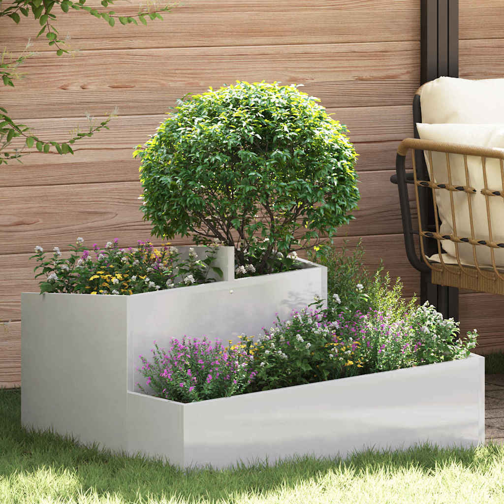 VidaXL macetero de jardín plateado 80 x 80 x 50 cm acero inoxidable