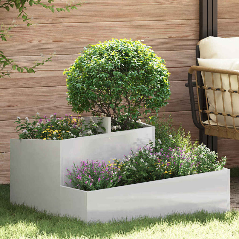 Vidaxl tuin bloempot zilver 80 x 80 x 50 cm roestvrij staal
