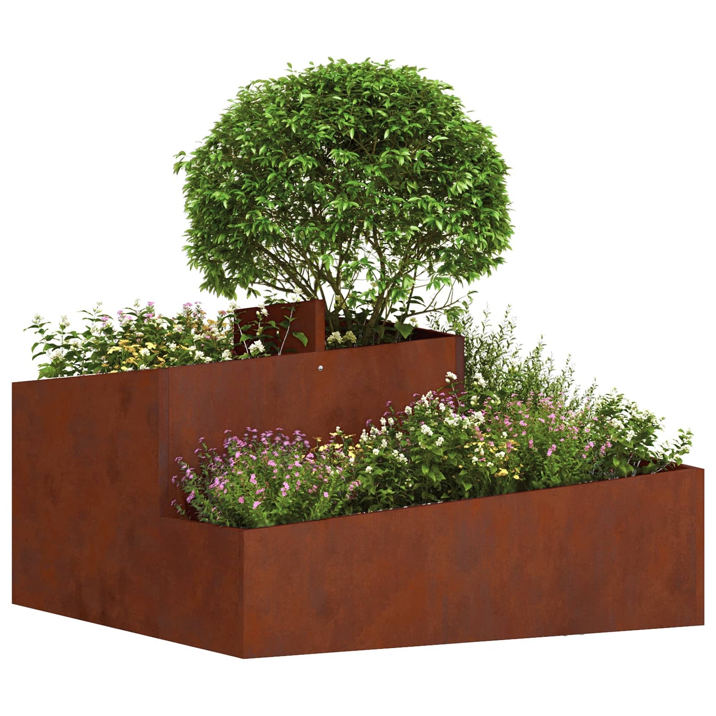 Vaso da fiori da giardino Vidaxl marrone 80 x 80 x 50 cm in acciaio corten