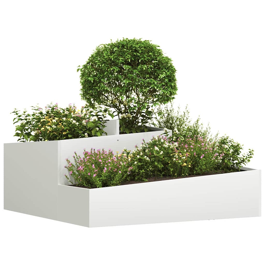 Vidaxl macetero de jardín blanco 100 x 100 x 50 cm acero laminado en frío
