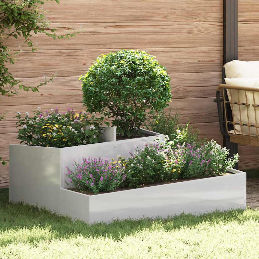 Vidaxx macetero de jardín plateado 100 x 100 x 50 cm acero inoxidable