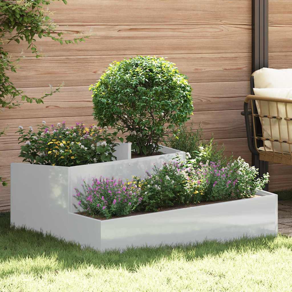 Vidaxl macetero de jardín plateado 100 x 100 x 50 cm acero galvanizado
