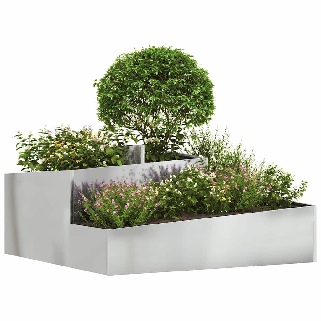 Vidaxl macetero de jardín plateado 100 x 100 x 50 cm acero galvanizado