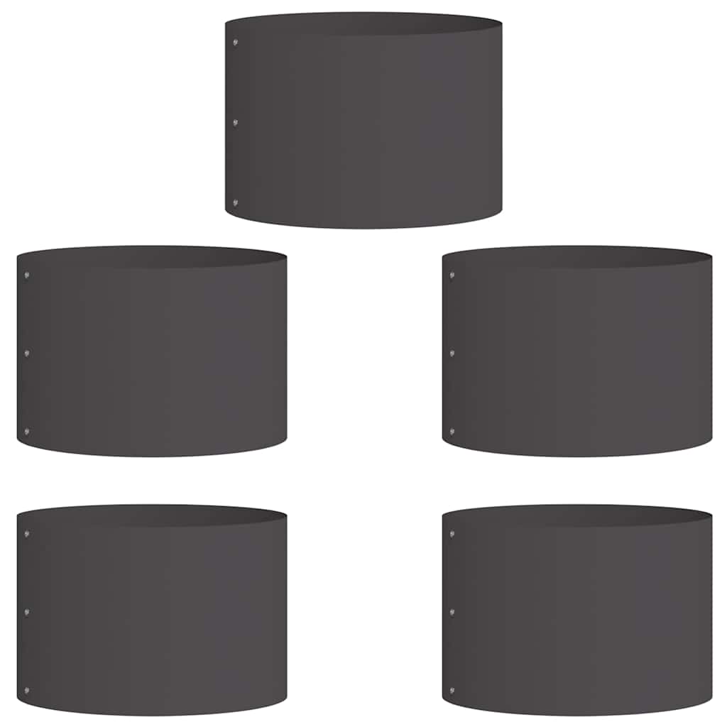 Vidaxx anillo para plantas 5 piezas negro 30 x 30 x 20 cm acero laminado en frío