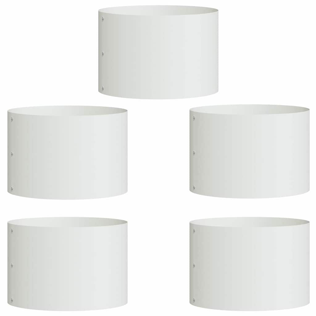 VidaXL anillo para plantas 5 piezas blanco 30 x 30 x 20 cm acero laminado en frío