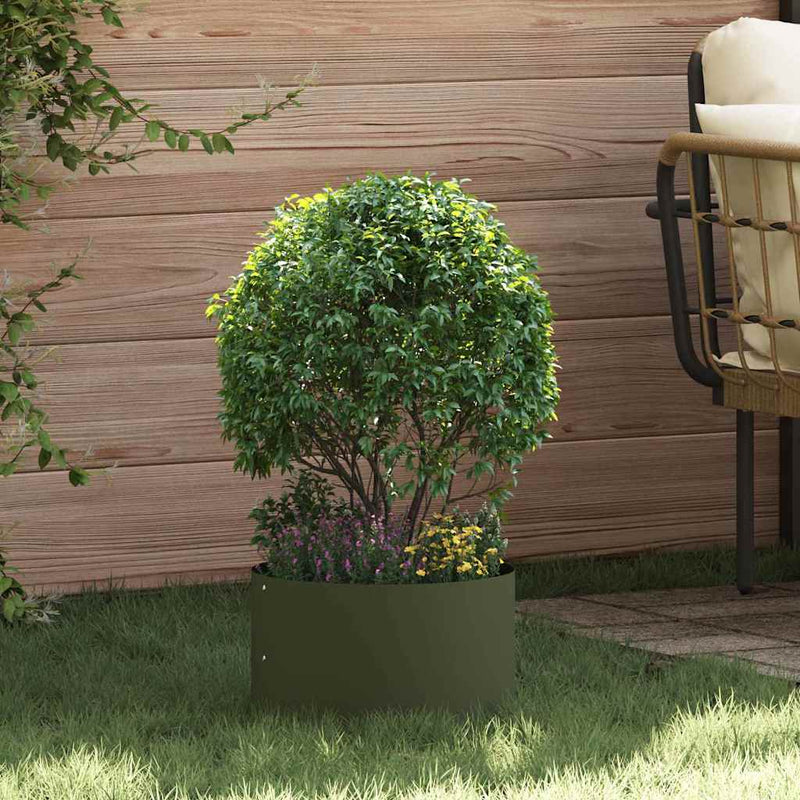Anello per piante Vidaxxl 5 pezzi verde oliva 30 x 30 x 20 cm in acciaio laminato a freddo