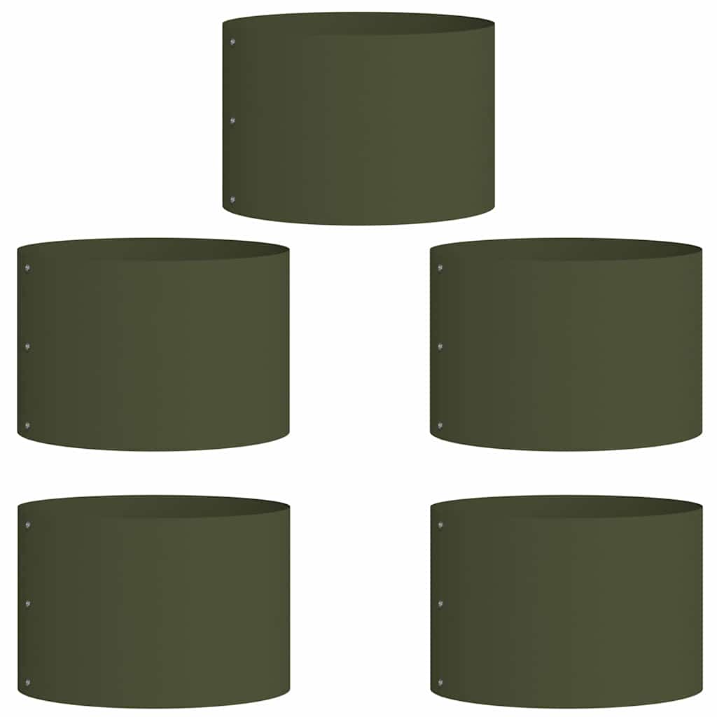 Vidaxxl aro para plantas 5 piezas verde oliva 30 x 30 x 20 cm acero laminado en frío