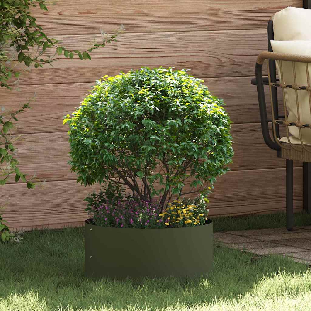 Vidaxxl aro para plantas verde oliva 40 x 40 x 20 cm acero laminado en frío