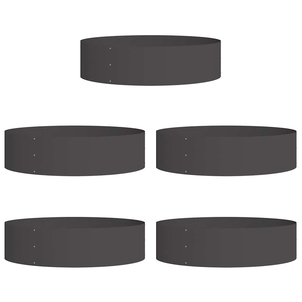 VidaXL anillo para plantas 5 piezas negro 80 x 80 x 20 cm acero laminado en frío