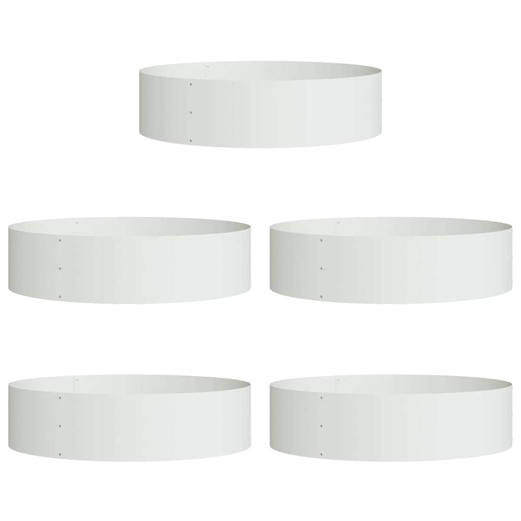VidaXL anillo para plantas 5 piezas blanco 80 x 80 x 20 cm acero laminado en frío