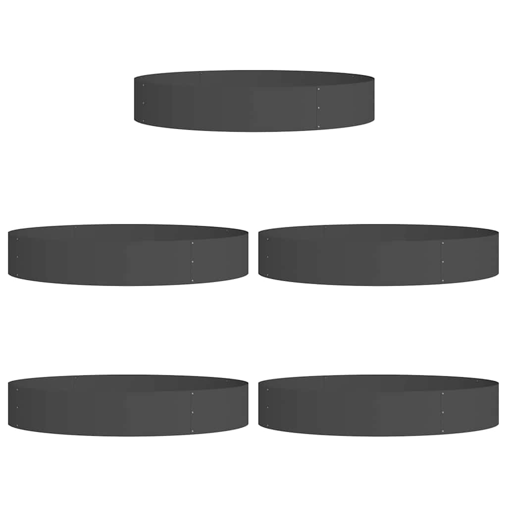 Anello per piante Vidaxxl 5 pezzi nero 120 x 120 x 20 cm acciaio laminato a freddo