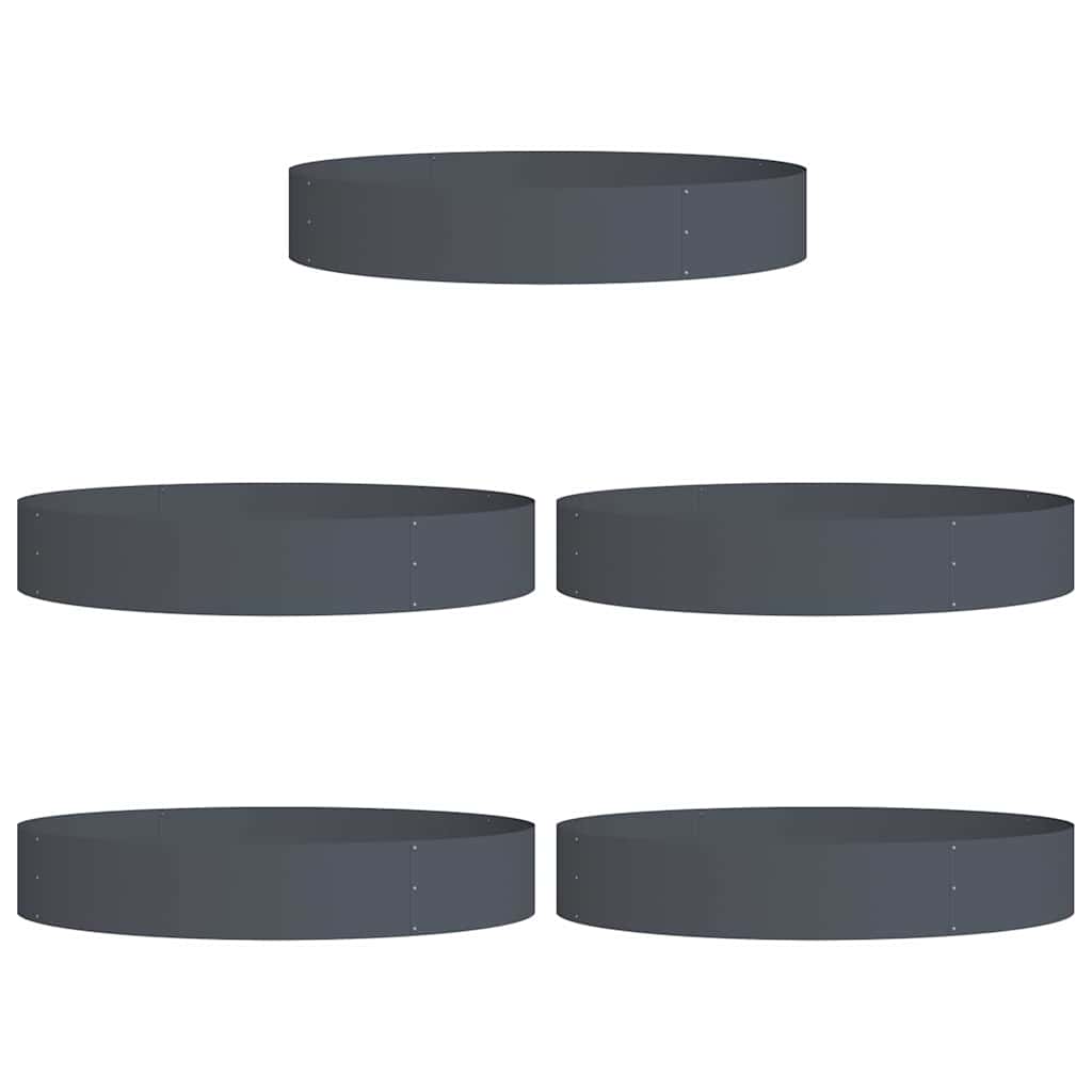 Vidaxxl anillo para plantas 5 piezas antracita 120 x 120 x 20 cm acero laminado en frío