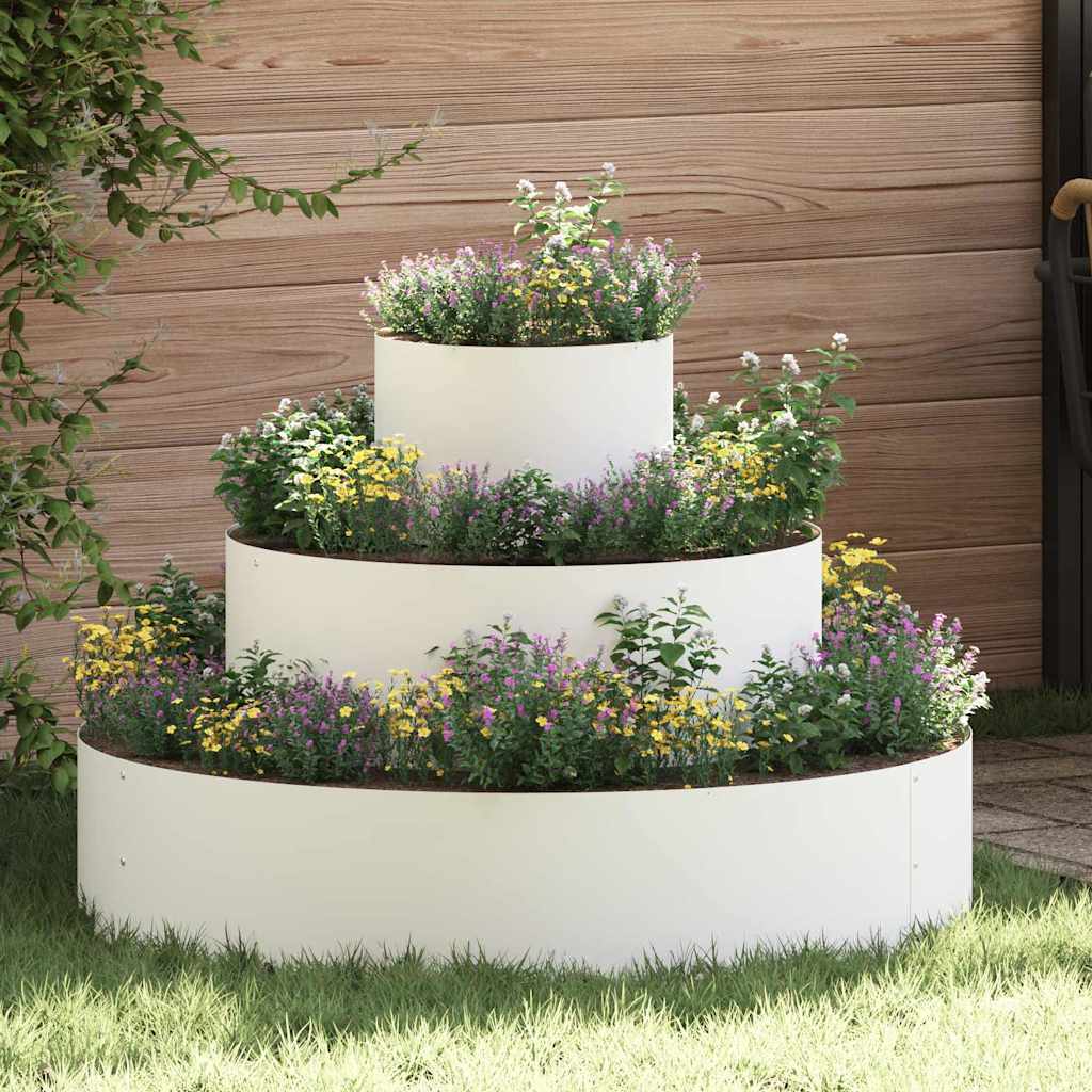 Vidaxl macetero de jardín blanco 90 x 90 x 20 cm acero laminado en frío