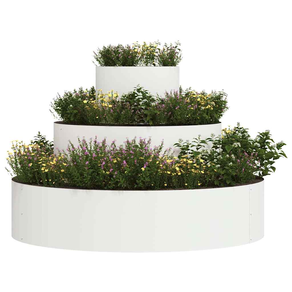 Vidaxl macetero de jardín blanco 90 x 90 x 20 cm acero laminado en frío