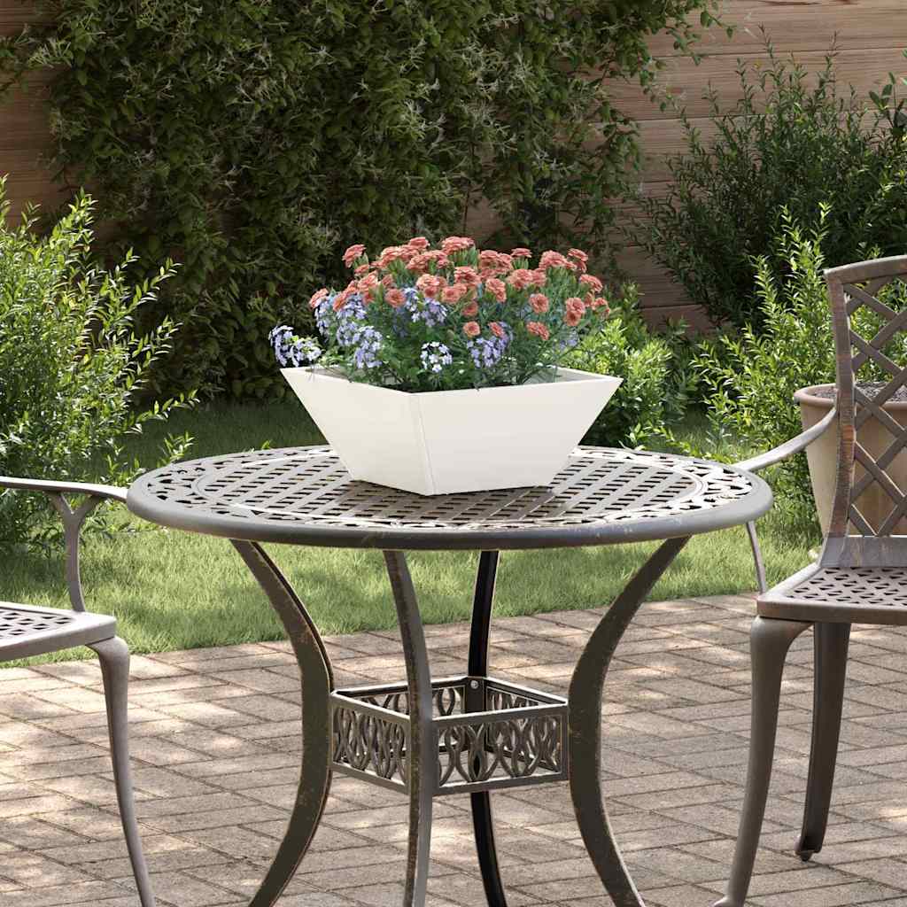Vidaxl macetero de jardín blanco 35 x 35 x 15 cm acero laminado en frío