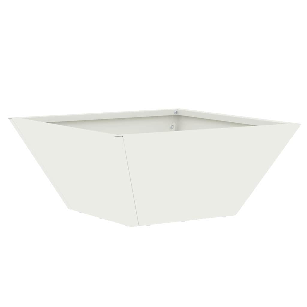 Vidaxl macetero de jardín blanco 35 x 35 x 15 cm acero laminado en frío