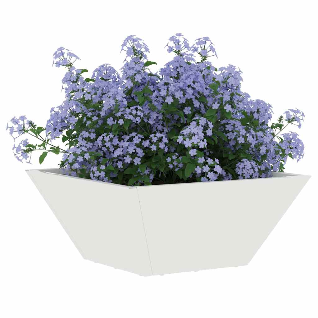 Vidaxl macetero de jardín blanco 35 x 35 x 15 cm acero laminado en frío