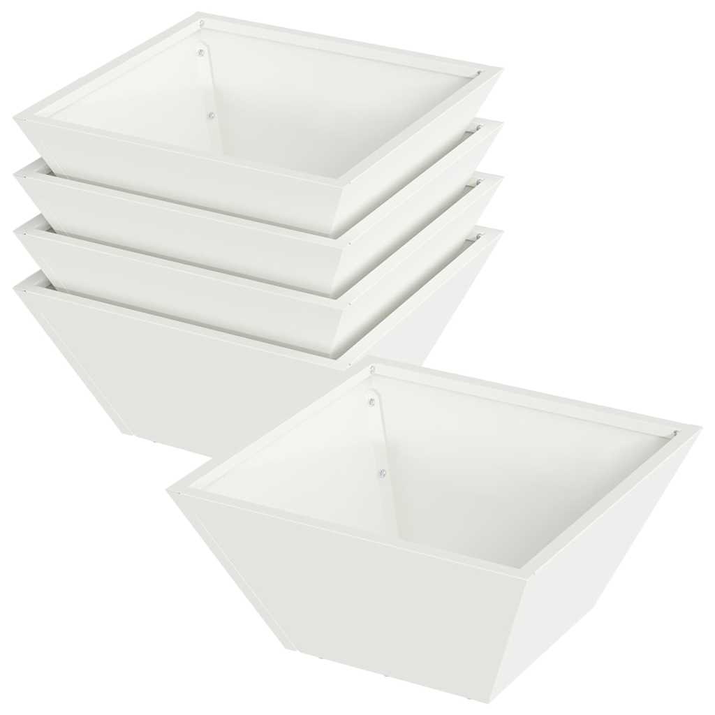 Vaso da fiori da giardino Vidaxxl 5 pezzi bianco 35 x 35 x 15 cm acciaio laminato a freddo