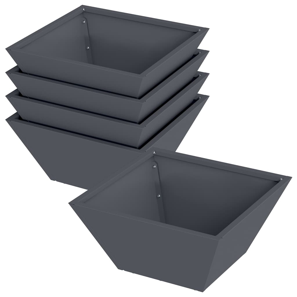 Vidaxl macetero de jardín 5 piezas antracita 35 x 35 x 15 cm acero laminado en frío