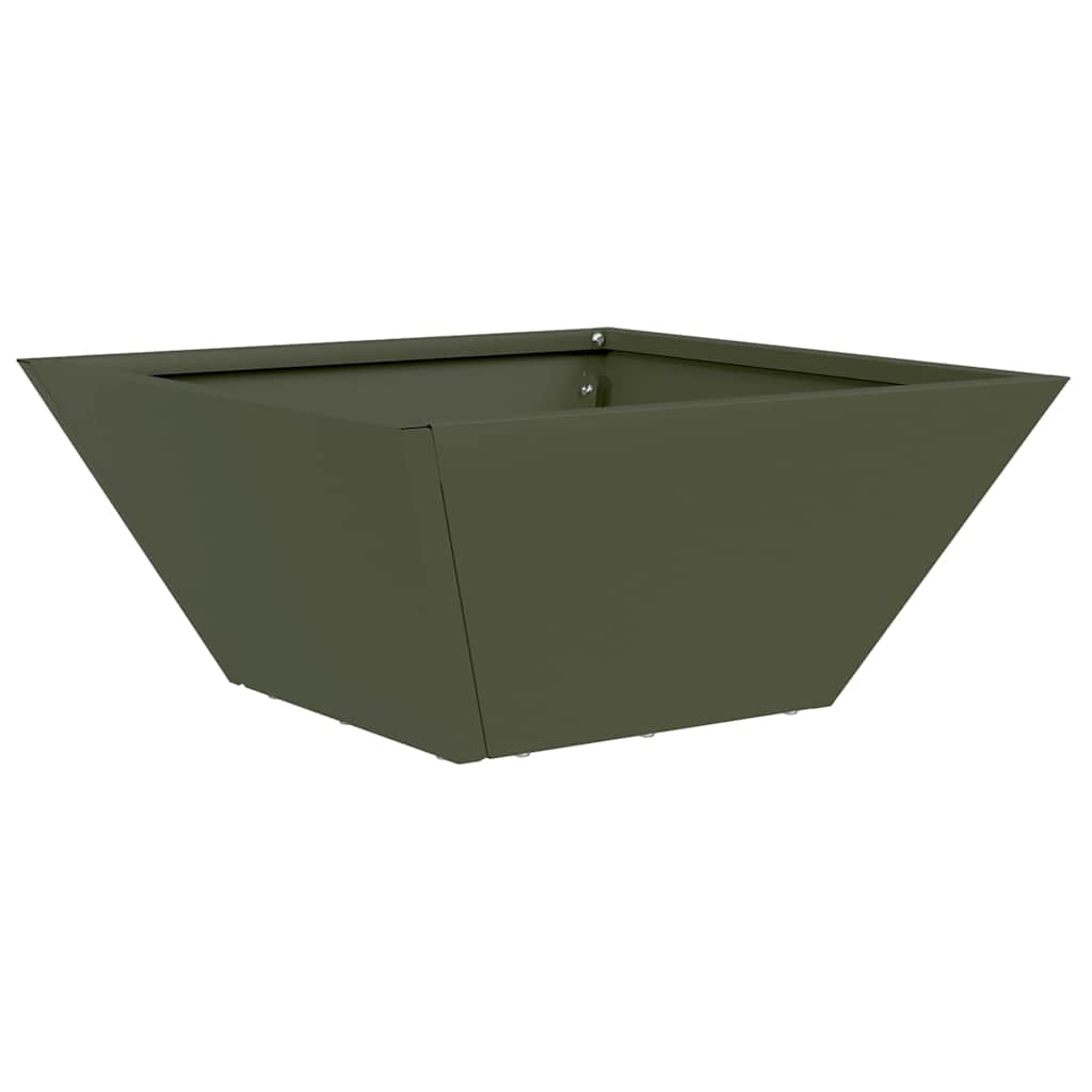 Vidaxl macetero de jardín verde oliva 35 x 35 x 15 cm acero laminado en frío