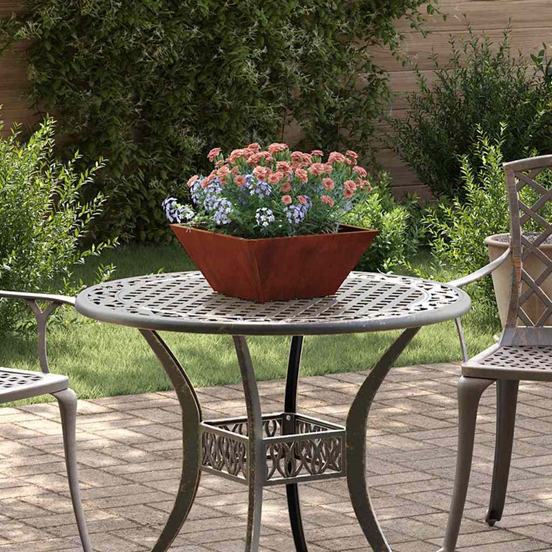 Vaso da fiori da giardino Vidaxl arrugginito 35 x 35 x 15 cm in acciaio corten