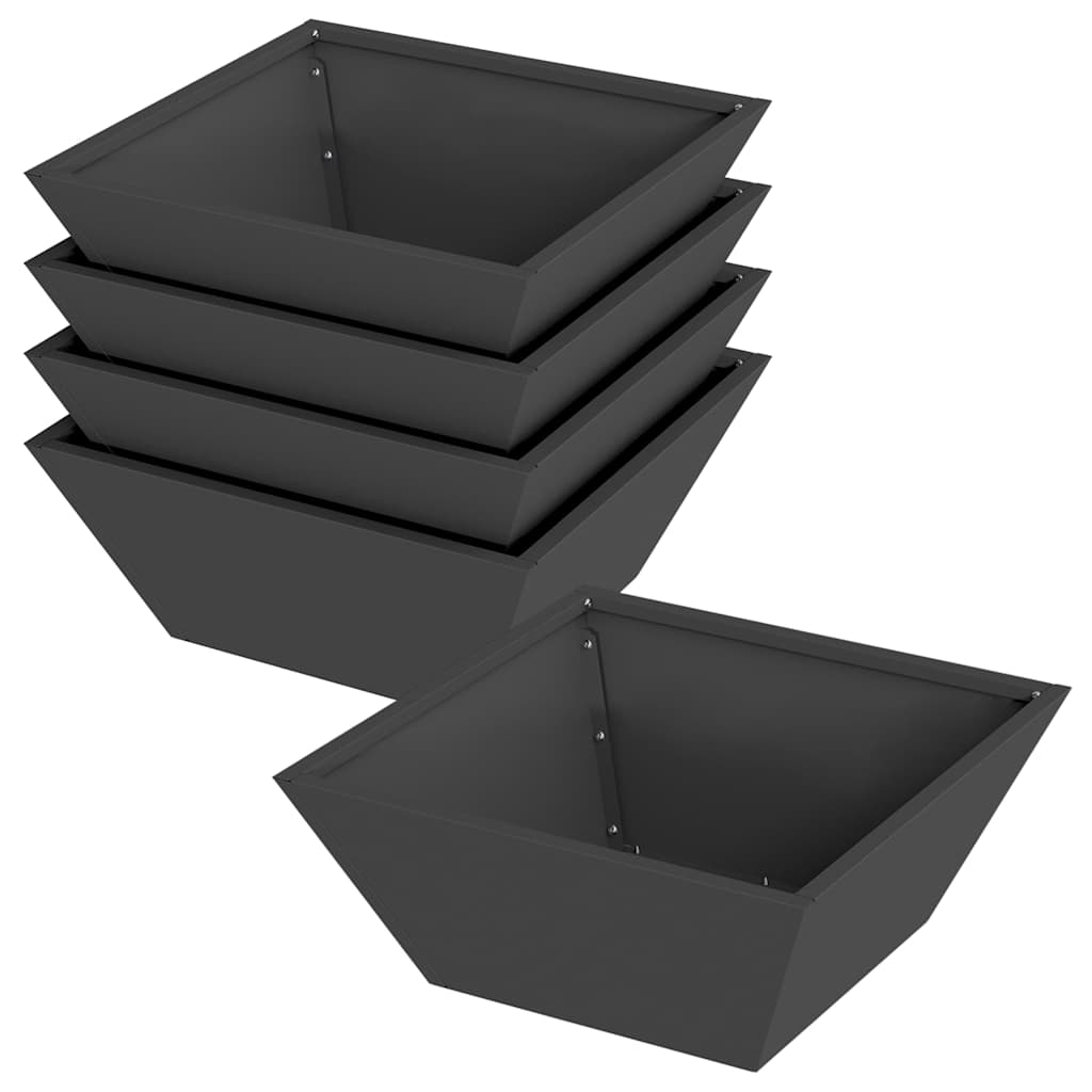 Vidaxxl macetero de jardín 5 piezas negro 40 x 40 x 15 cm acero laminado en frío