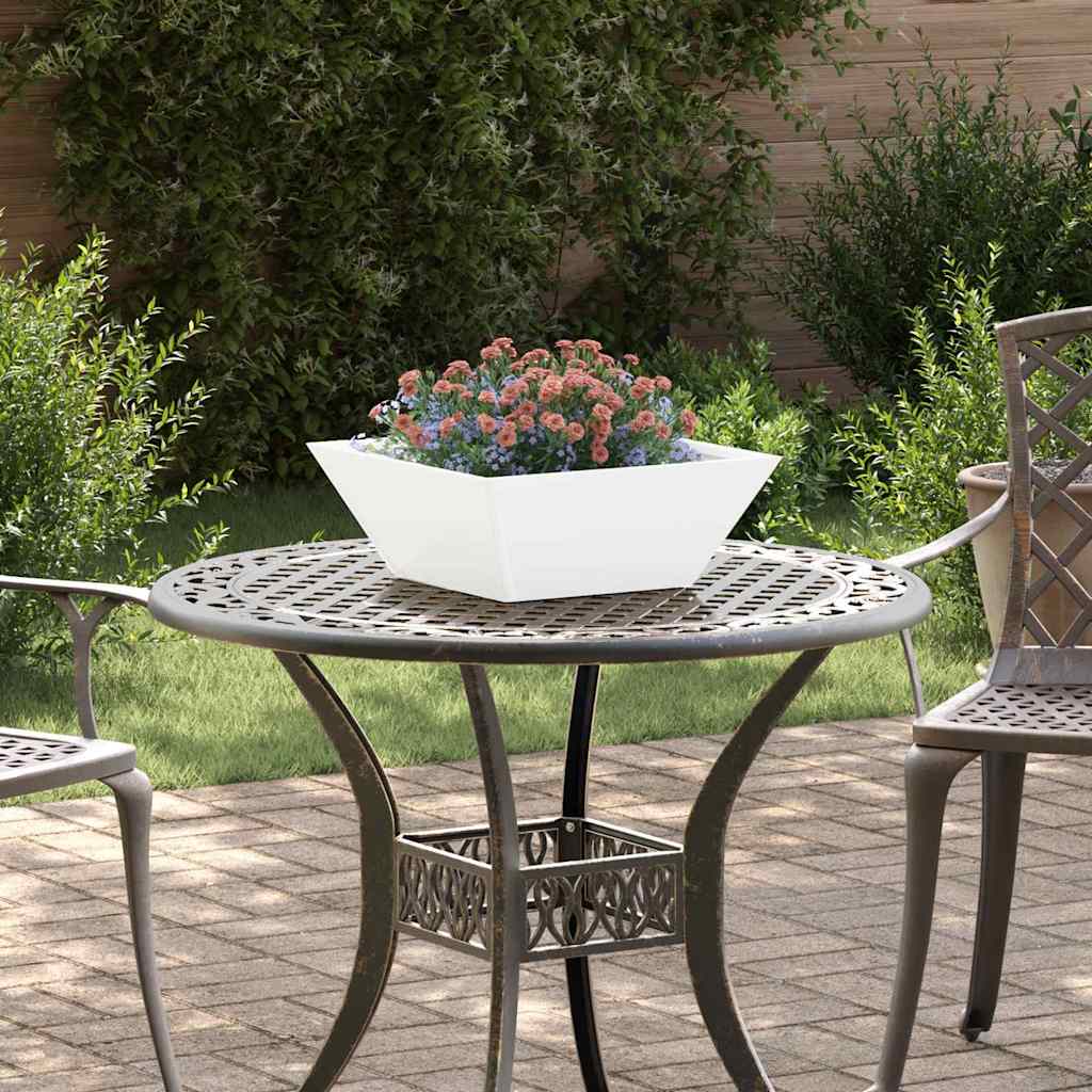 Vidaxl macetero de jardín blanco 40 x 40 x 15 cm acero laminado en frío
