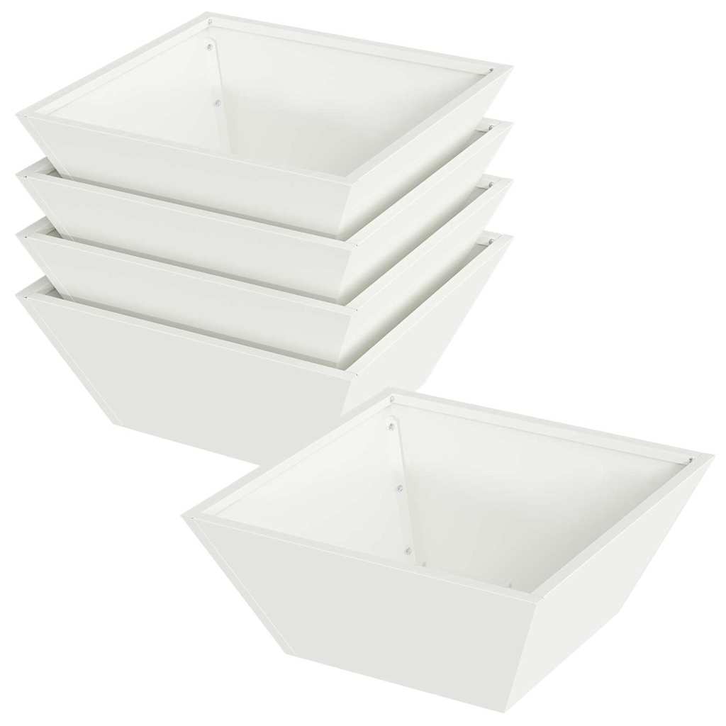 vidaxxl macetero de jardín 5 piezas blanco 40 x 40 x 15 cm acero laminado en frío