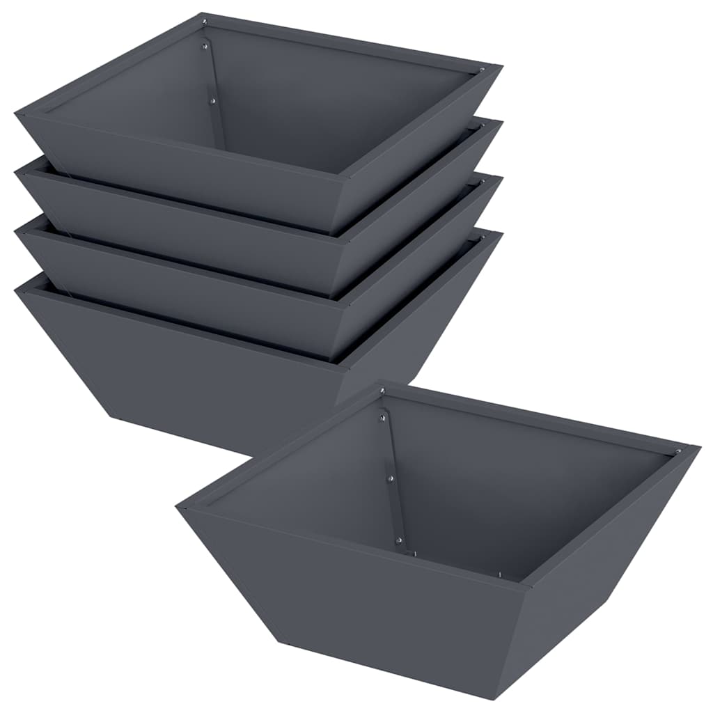 Vidaxl macetero de jardín 5 piezas antracita 40 x 40 x 15 cm acero laminado en frío