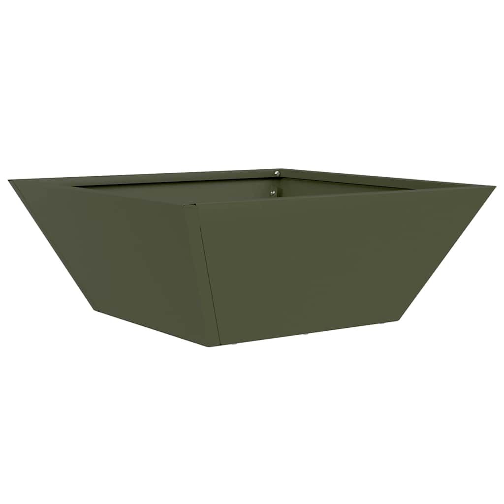 Vidaxl macetero de jardín verde oliva 40 x 40 x 15 cm acero laminado en frío