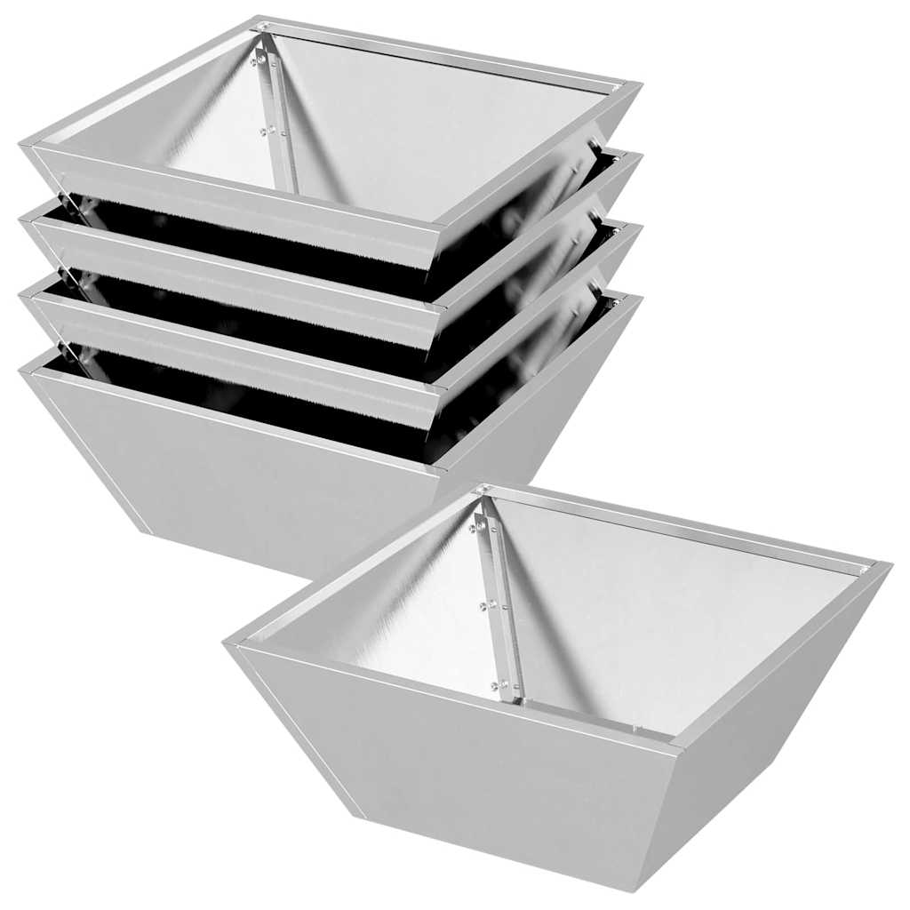 VidaXL macetero de jardín 5 piezas plateado 40 x 40 x 15 cm acero inoxidable