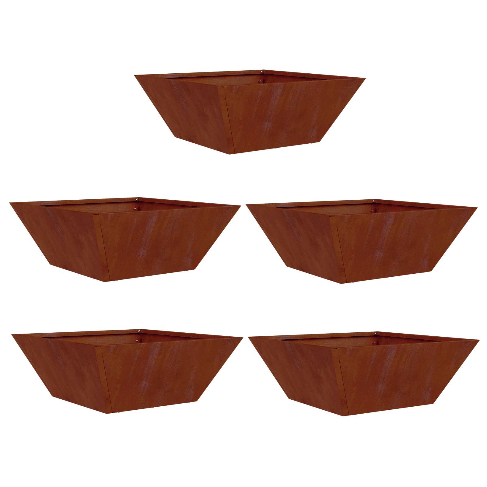 Vidaxl tuin bloempot 5 pcs roestig 40 x 40 x 15 cm cortenstaal