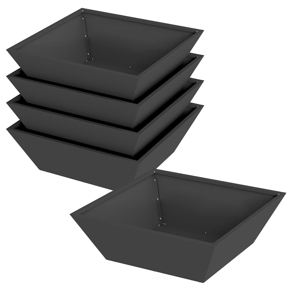 vidaxxl macetero de jardín 5 piezas negro 50 x 50 x 15 cm acero laminado en frío