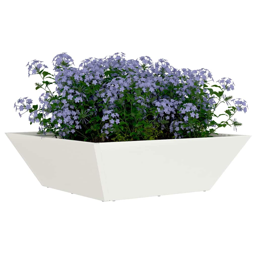 Vidaxl macetero de jardín blanco 50 x 50 x 15 cm acero laminado en frío
