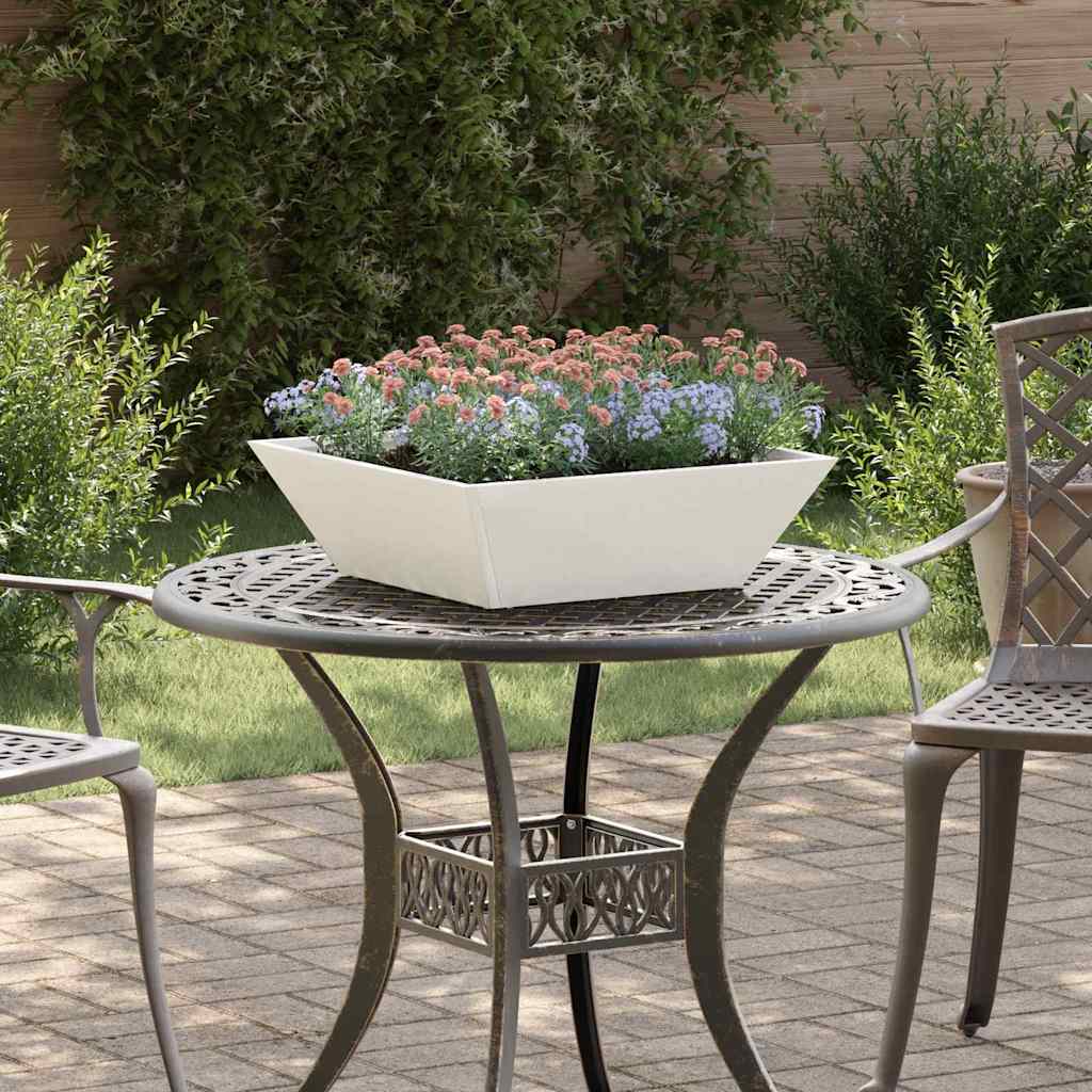 Vidaxxl macetero de jardín 5 piezas blanco 50 x 50 x 15 cm acero laminado en frío