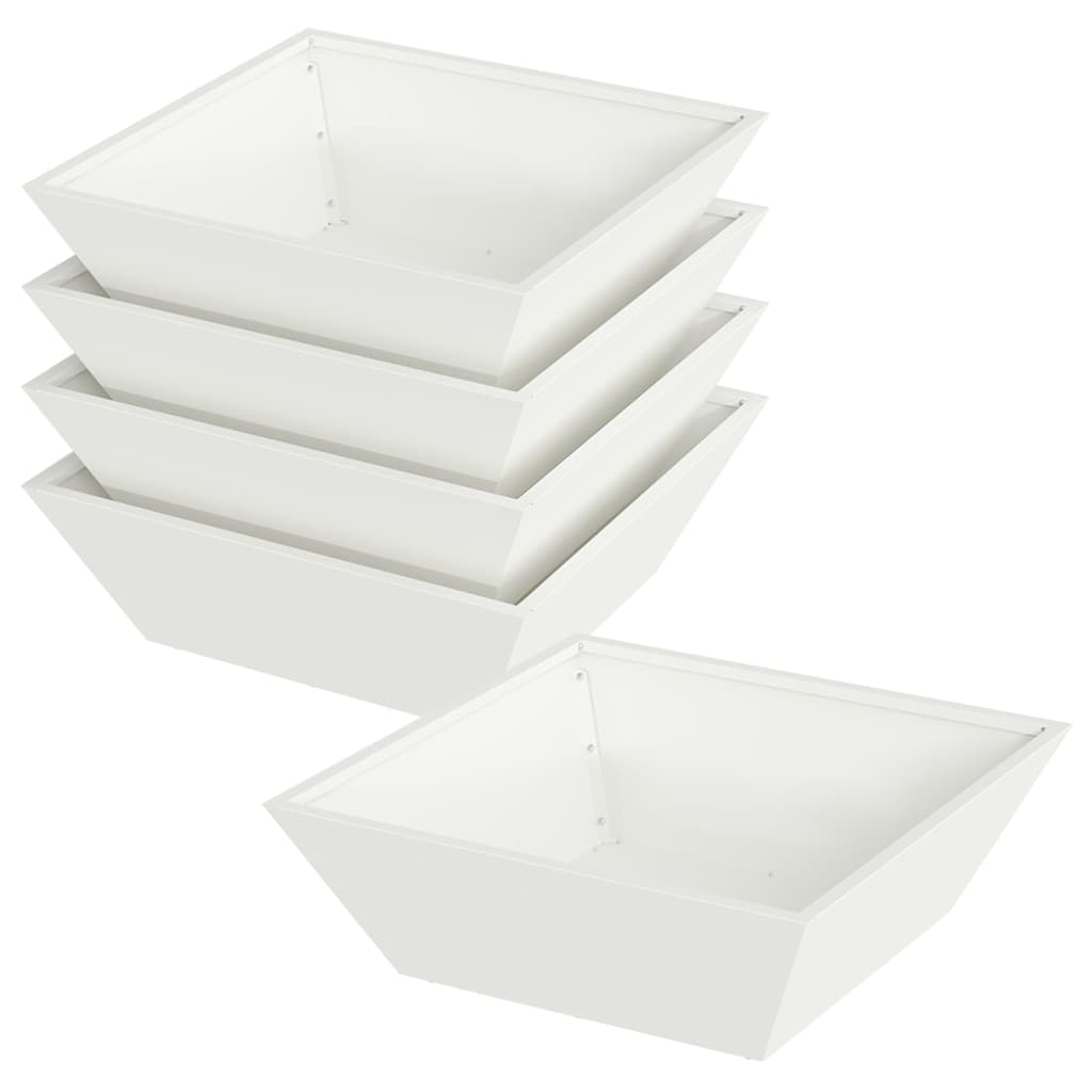 Vidaxxl macetero de jardín 5 piezas blanco 50 x 50 x 15 cm acero laminado en frío