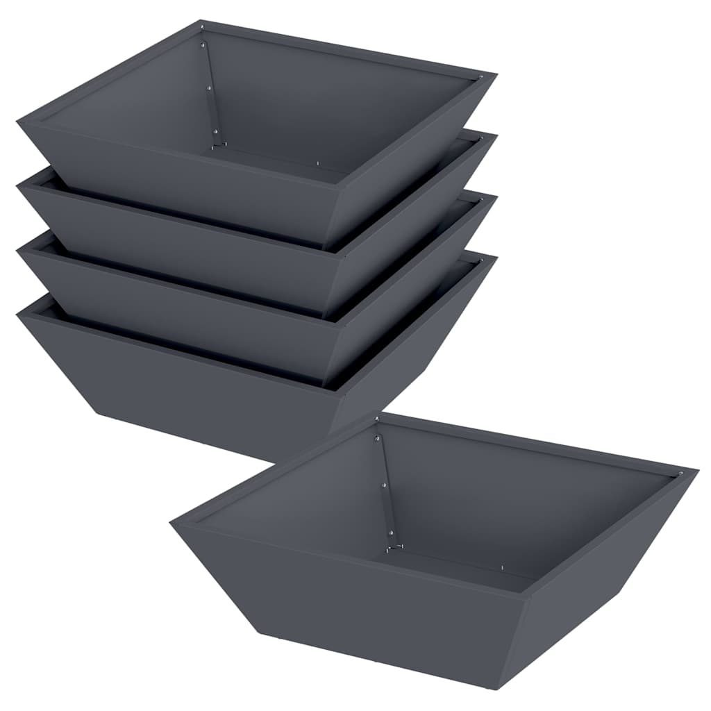 Vidaxl macetero de jardín 5 piezas antracita 50 x 50 x 15 cm acero laminado en frío