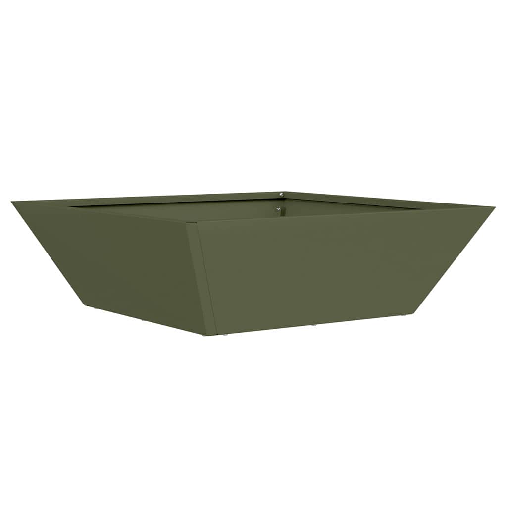 Vidaxl macetero de jardín verde oliva 50 x 50 x 15 cm acero laminado en frío